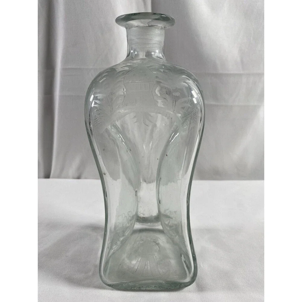 Vintage Etched Ships Kluk Kluk Decanter No Stopper #649 READ